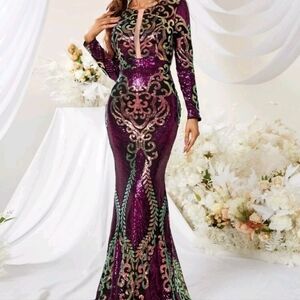 MERMAIDCORE SEQUINED MULTICOLOR PREMIUM BRAND AND QUALITY MAXI DRESS